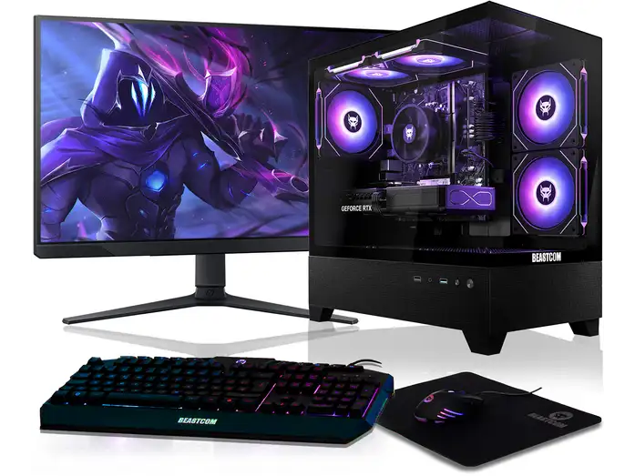 BEASTCOM Q5 | Pro Gaming | Komplett-Set, Gaming-PC Komplettsystem mit AMD Ryzen™ 7 8700F Prozessor, 16 GB RAM, 1 TB SSD, NVIDIA GeForce RTX™ 5060 Ti, Windows 11 Home